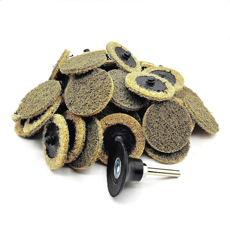 Banmo Abrasive 50 قطعة أقراص صنفرة دوارة، تشمل 1 قطعة حامل قرص 2 بوصة مع عمود 1/4 بوصة، تكييف السطح، تغيير سريع - Image 1
